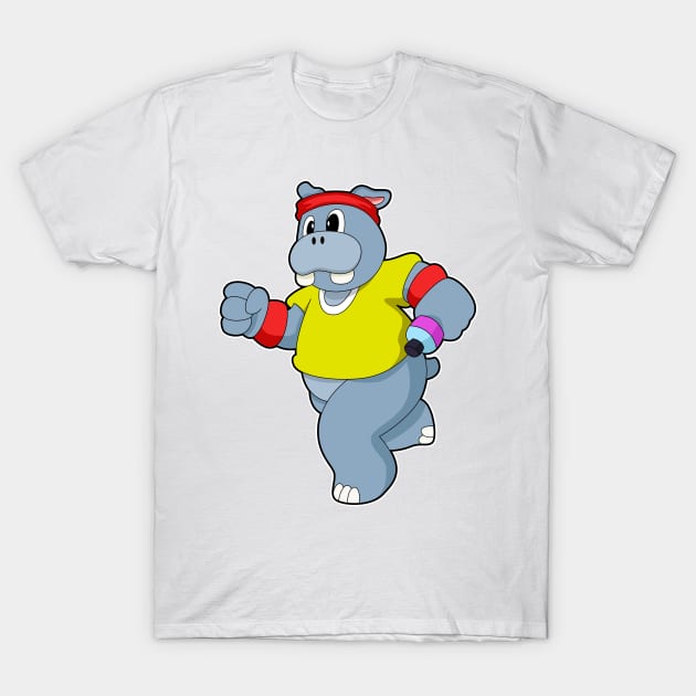 Hippo at Running T-Shirt by Markus Schnabel